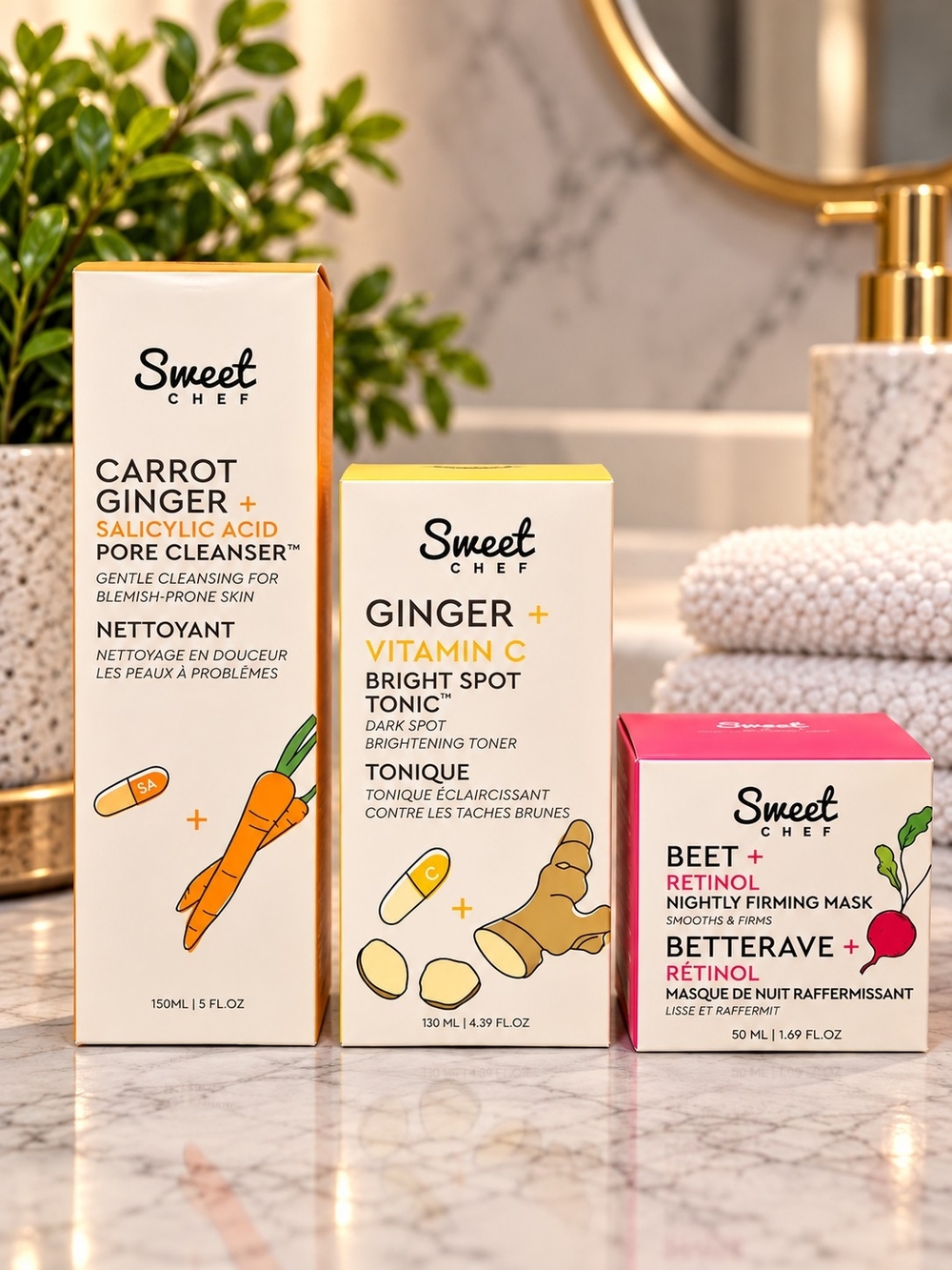 Sweet Chef Skincare Trio - Cleanser, Toner & Night Mask (Brand New)
